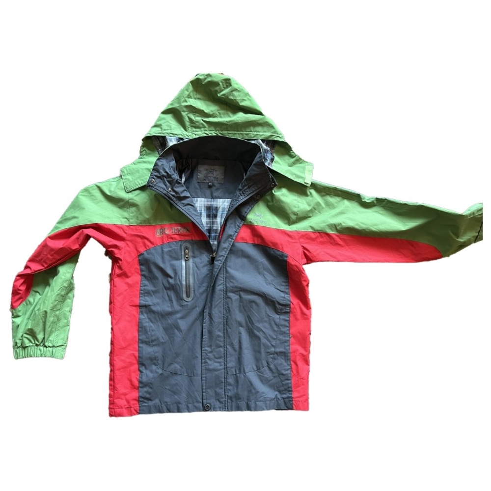 Arc'teryx Red & Green Colorblock Lightweight Hooded Jacket - Men's XXL